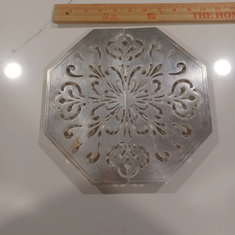 Sheffield Silverplate Trivet‎ Ornate Floral Design Expandable Vintage